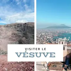 Vue du cratère du Vésuve et de Naples. Une invitation à visiter le Vésuve, ce volcan emblématique.