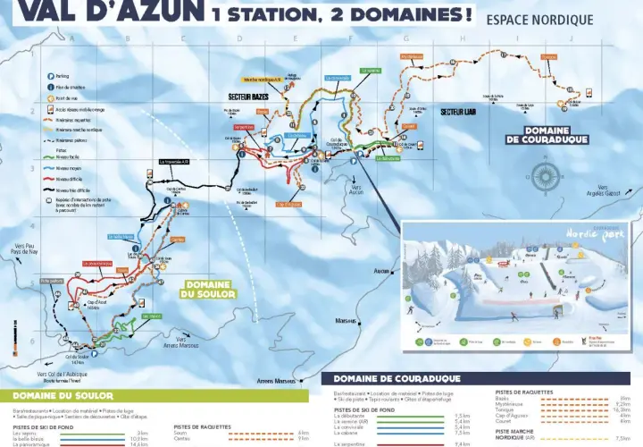 Carte des domaines skiables du Val d'Azun, idéale pour une randonnée ou une sortie ski de fond.