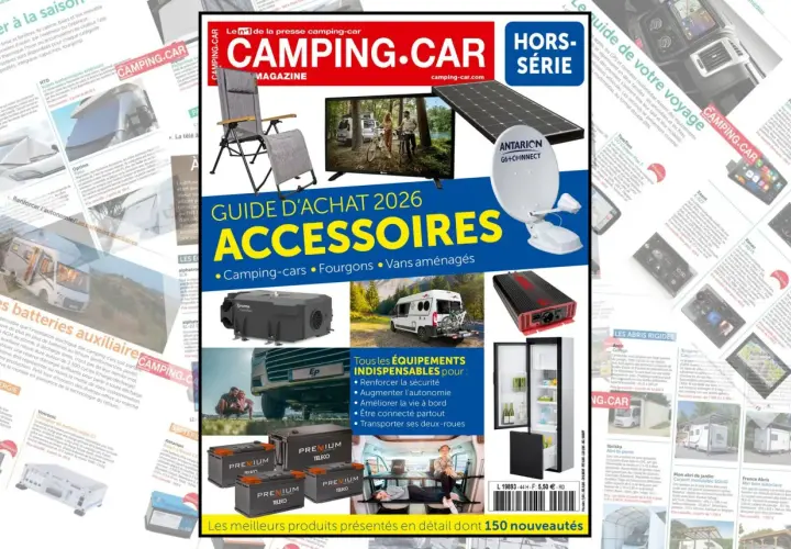 Le magazine CAMPING.CAR présente un guide d'achat d'accessoires pour camping-cars, fourgons et vans aménagés.
