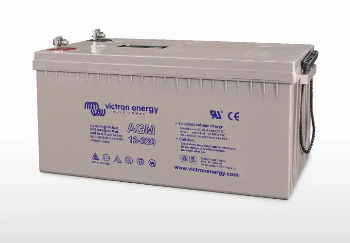 Batterie AGM Victron Energy 12V 220Ah, idéale pour votre camping-car. Puissante et fiable, elle répond à la question : quelle batterie pour camping-car ?