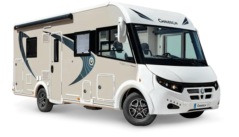 Camping-car Chausson 7020 Titanium Premium, prêt pour l'aventure. Vérifier la pression pneu camping car est essentiel pour un voyage sûr.