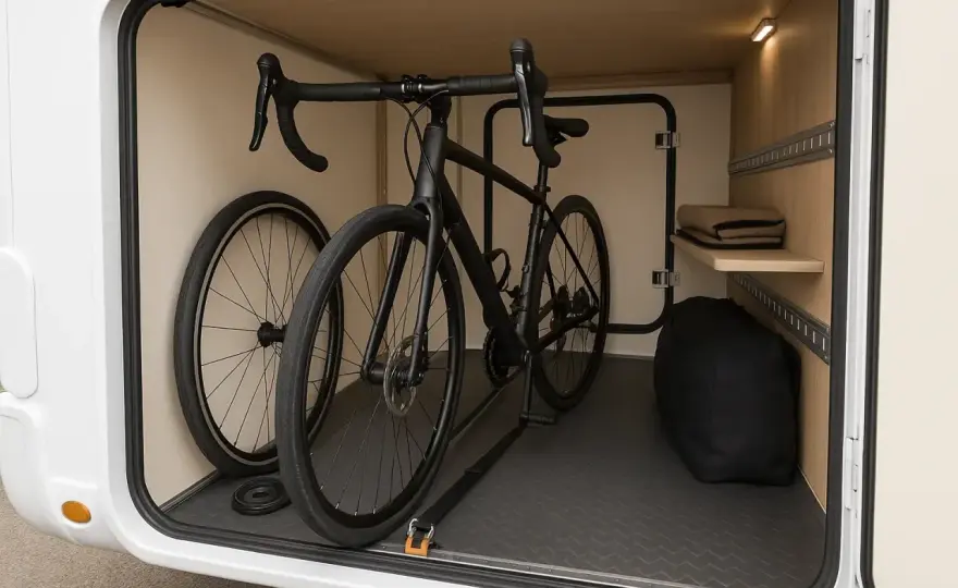 Fixer un vélo dans la soute d’un camping-car sans qu’il bouge