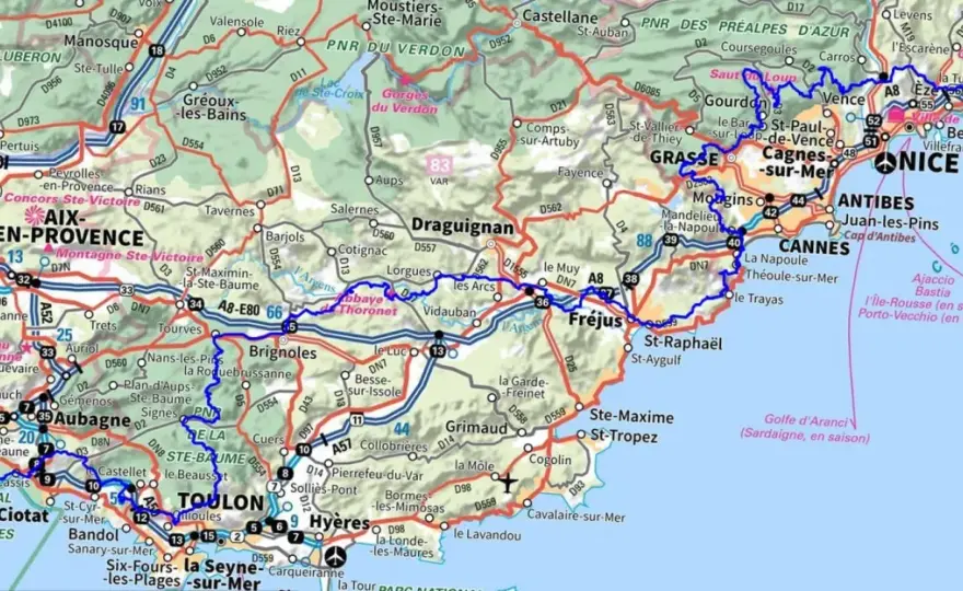 Carte du GR 51 - bien lire le tracé et préparer ses étapes
