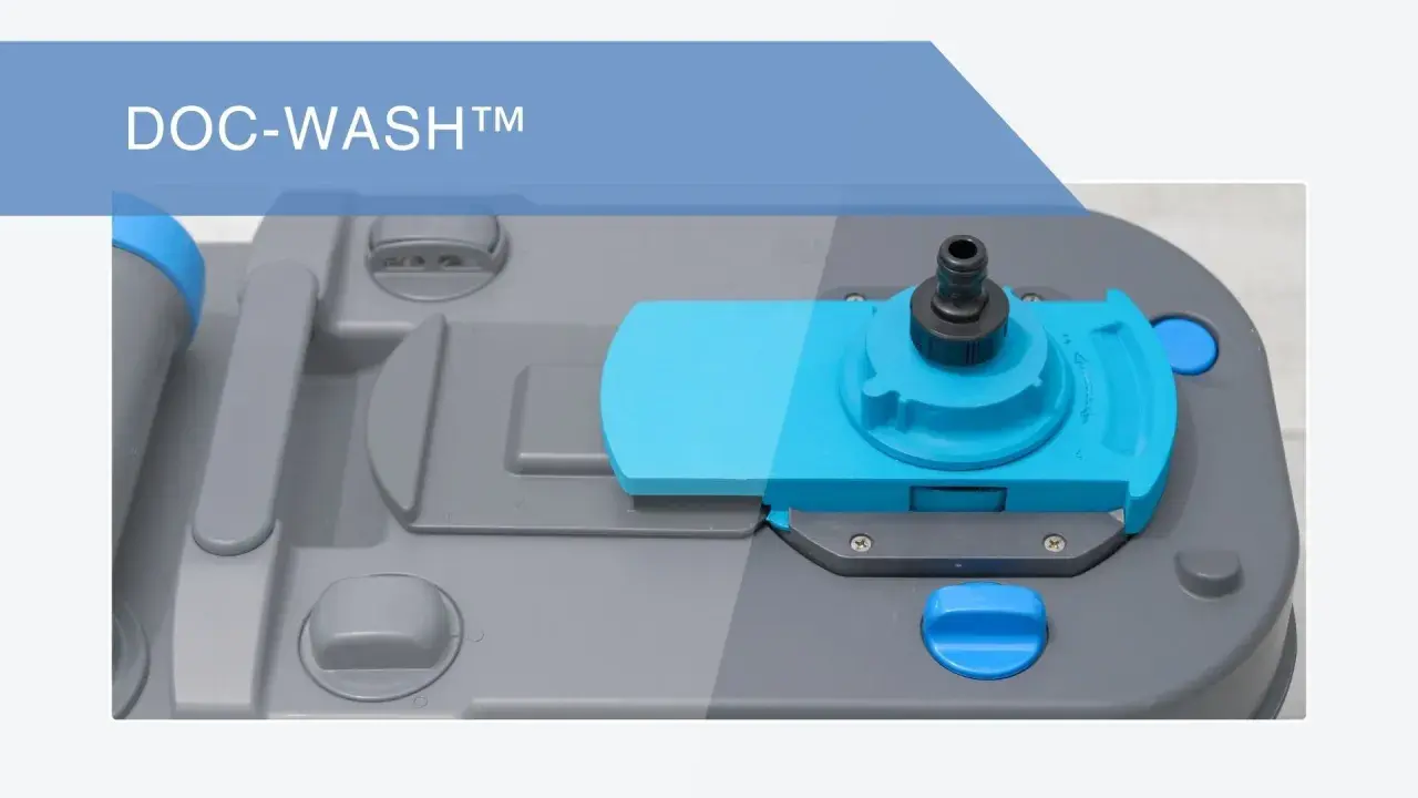 Le système DOC-WASH™ facilite le nettoyage de la cassette WC de camping-car.