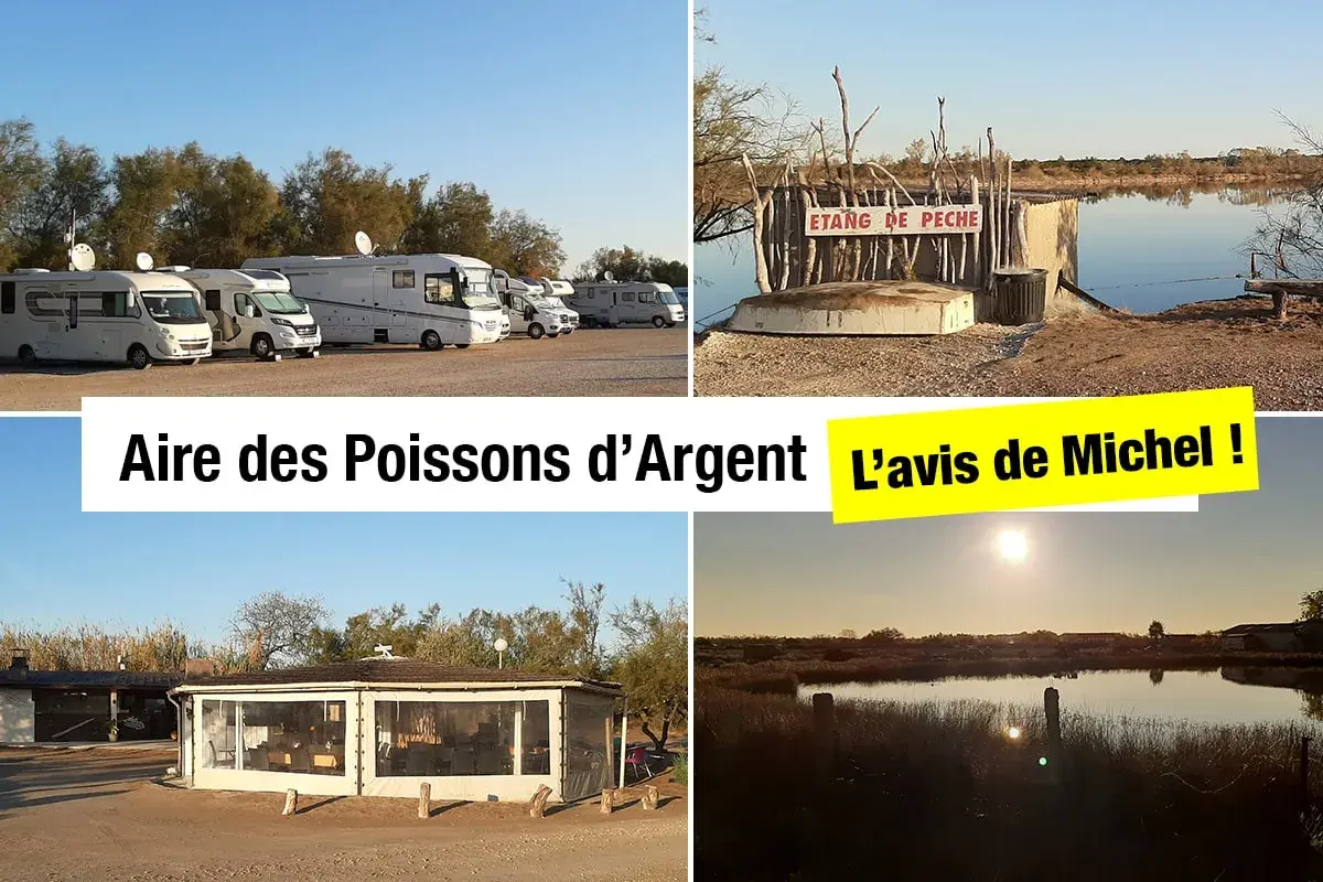 Aire des Poissons d'Argent : camping-cars, restaurant et étang de pêche. Michel a donné son avis !