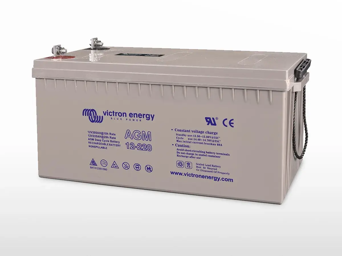 Batterie AGM Victron Energy 12V 220Ah, idéale pour votre camping-car. Puissante et fiable, elle répond à la question : quelle batterie pour camping-car ?